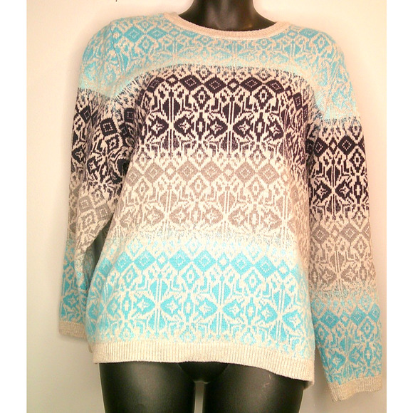 Talbot's Crew Neck Fair Isle Sweater Women's 2X Petite Icelandic, Nordic - Picture 1 of 9